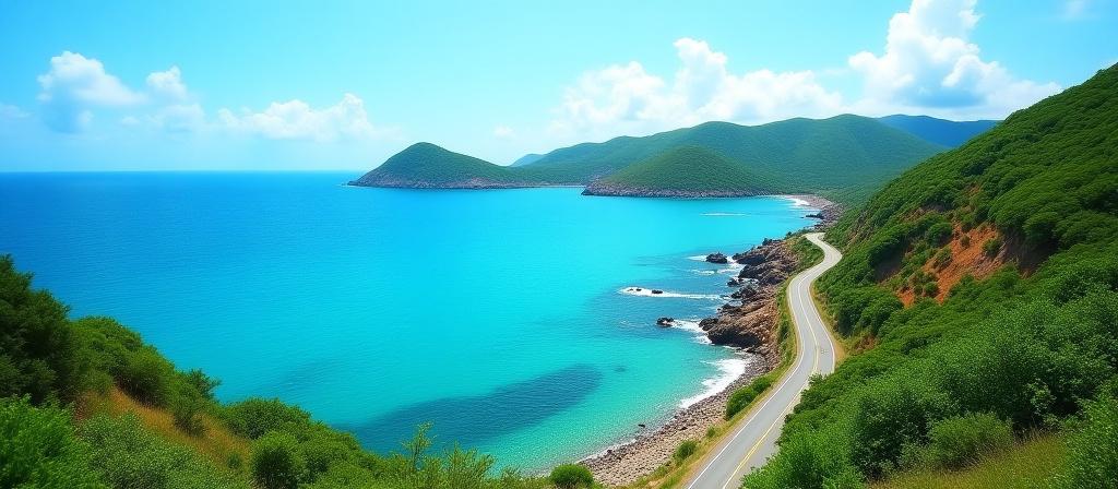 제주도 해안 도로의 아름다운 풍경