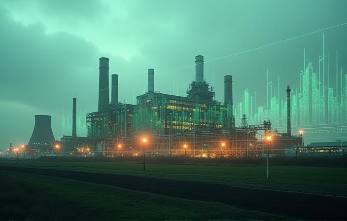 공장과 분석 그래프가 겹쳐진 이미지